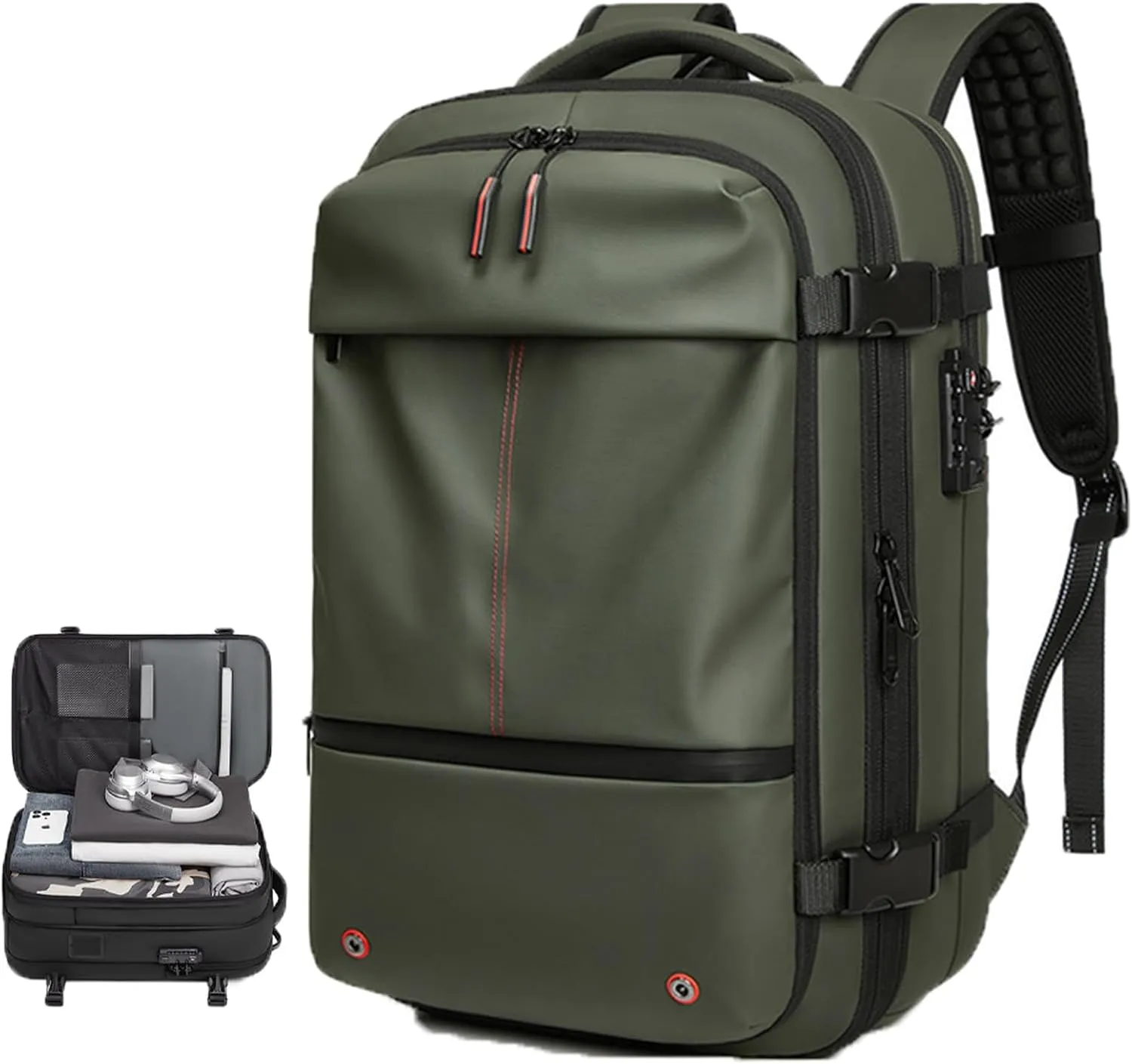 Airvac Backpack, Airvac Travel Backpack Bag, Spence Vac Vacuum Bag for Travel with Wireless Vacuum Pump Reusable Compression Suitcases Space Saver 60L (Green)