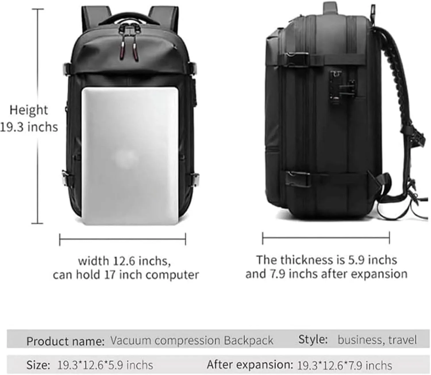 Airvac Backpack, Airvac Travel Backpack Bag, Spence Vac Vacuum Bag for Travel with Wireless Vacuum Pump Reusable Compression Suitcases Space Saver 60L (Green)