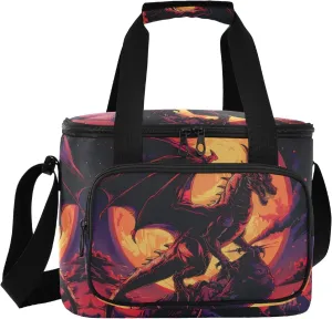 ALAZA Large Lunch Bag Insulated Cooler Bag Soft Lunch Box Pterosaur Sunset Waterproof Leakproof Beach Travel Picnic Portable