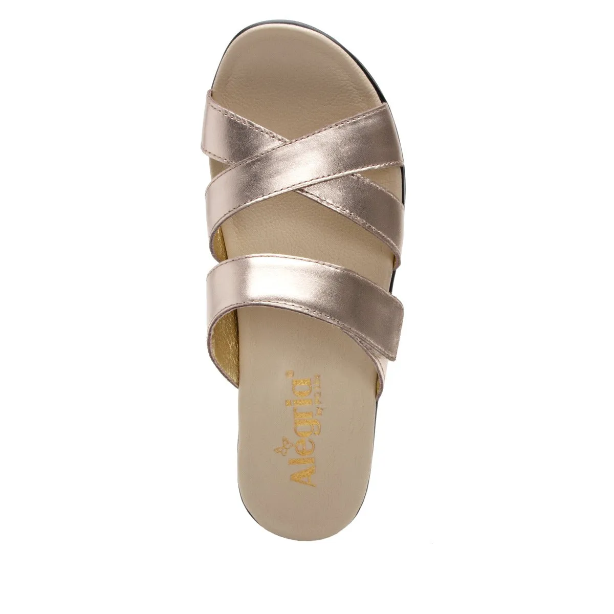 Alegria Rose Gold Mira Womens Adjustable Strap Slide On Sandals MIR-106