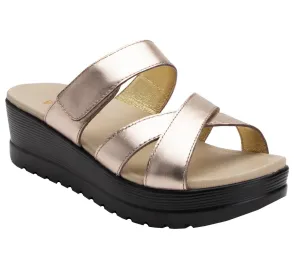 Alegria Rose Gold Mira Womens Adjustable Strap Slide On Sandals MIR-106