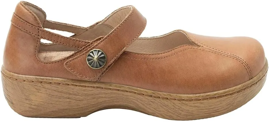 Alegria Women's Onika Leather Wood Grain Mary Jane Shoes