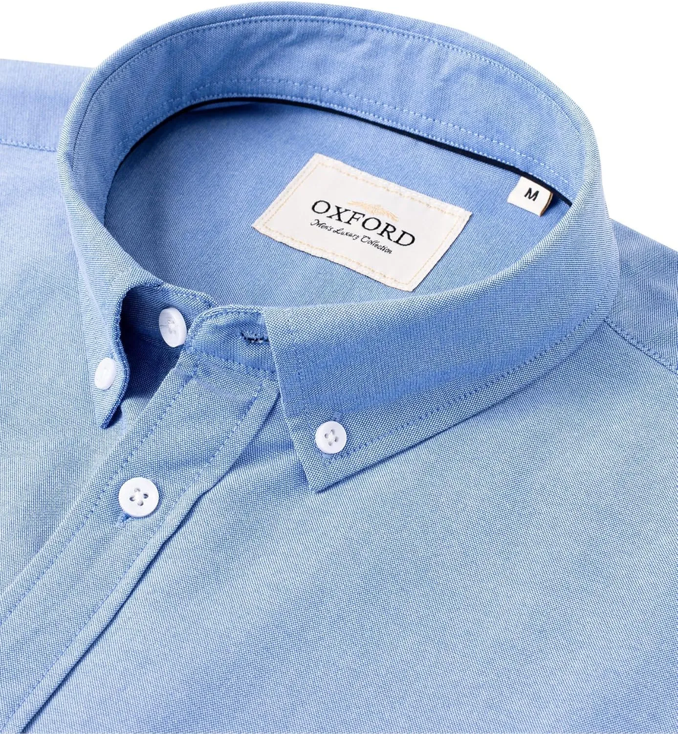 Alimens & Gentle Men's Short Sleeve Oxford Shirt Regular Fit Button Down Collar Shirts with Pocket