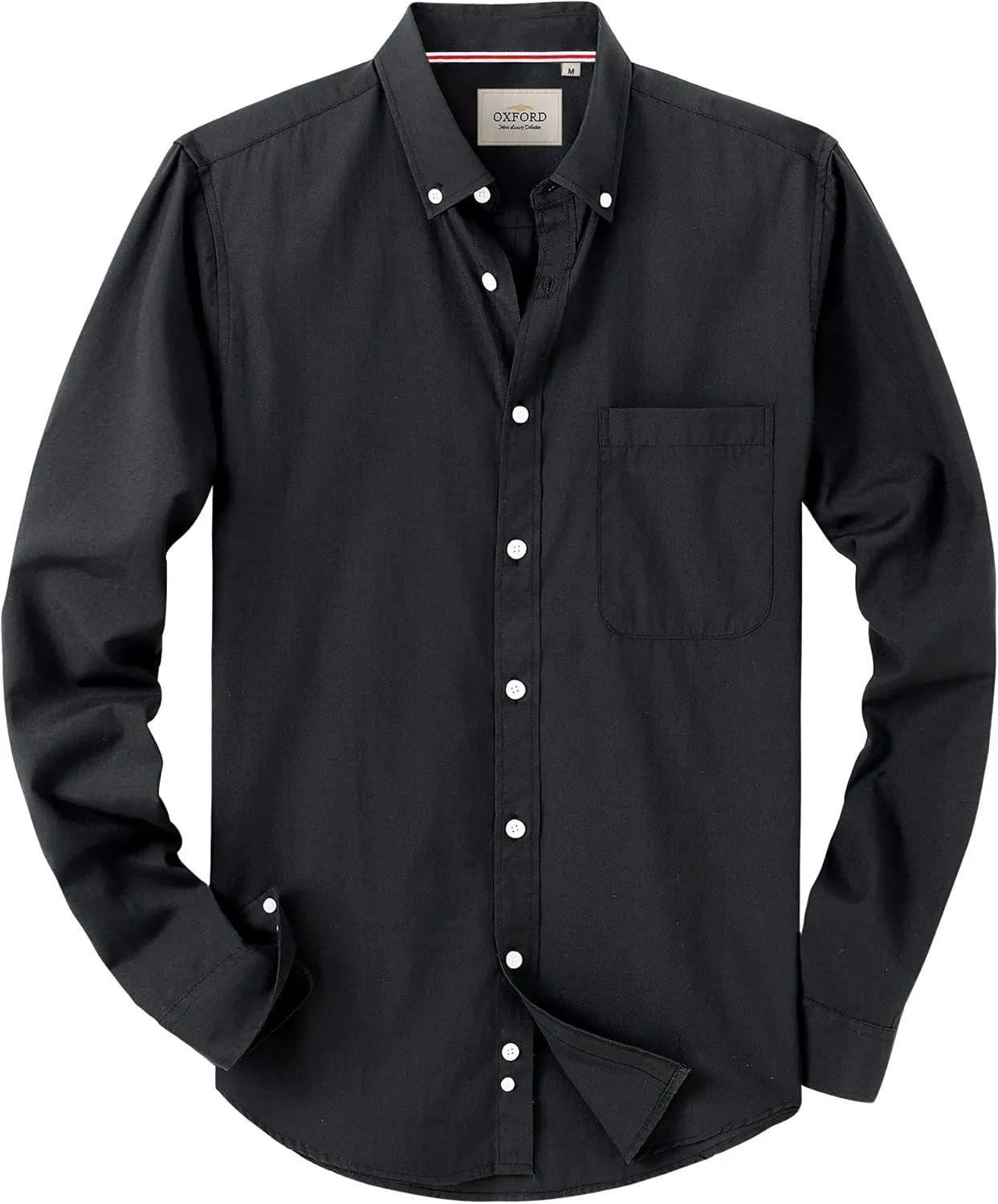 Alimens & Gentle Mens Solid Oxford Shirt Long Sleeve Dress Shirt Work Casual Button Down Shirts with Pocket