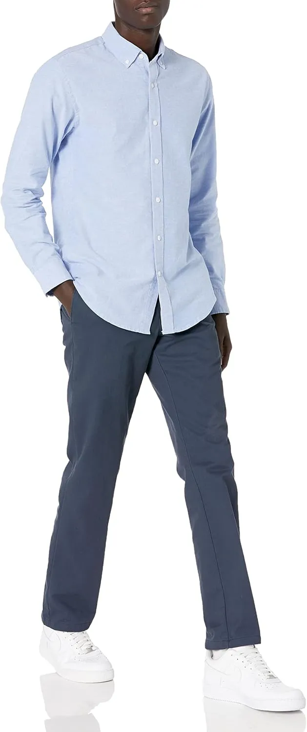 Amazon Essentials Men's Long-Sleeve Regular-Fit Stretch Oxford Shirt (Available in Big & Tall)