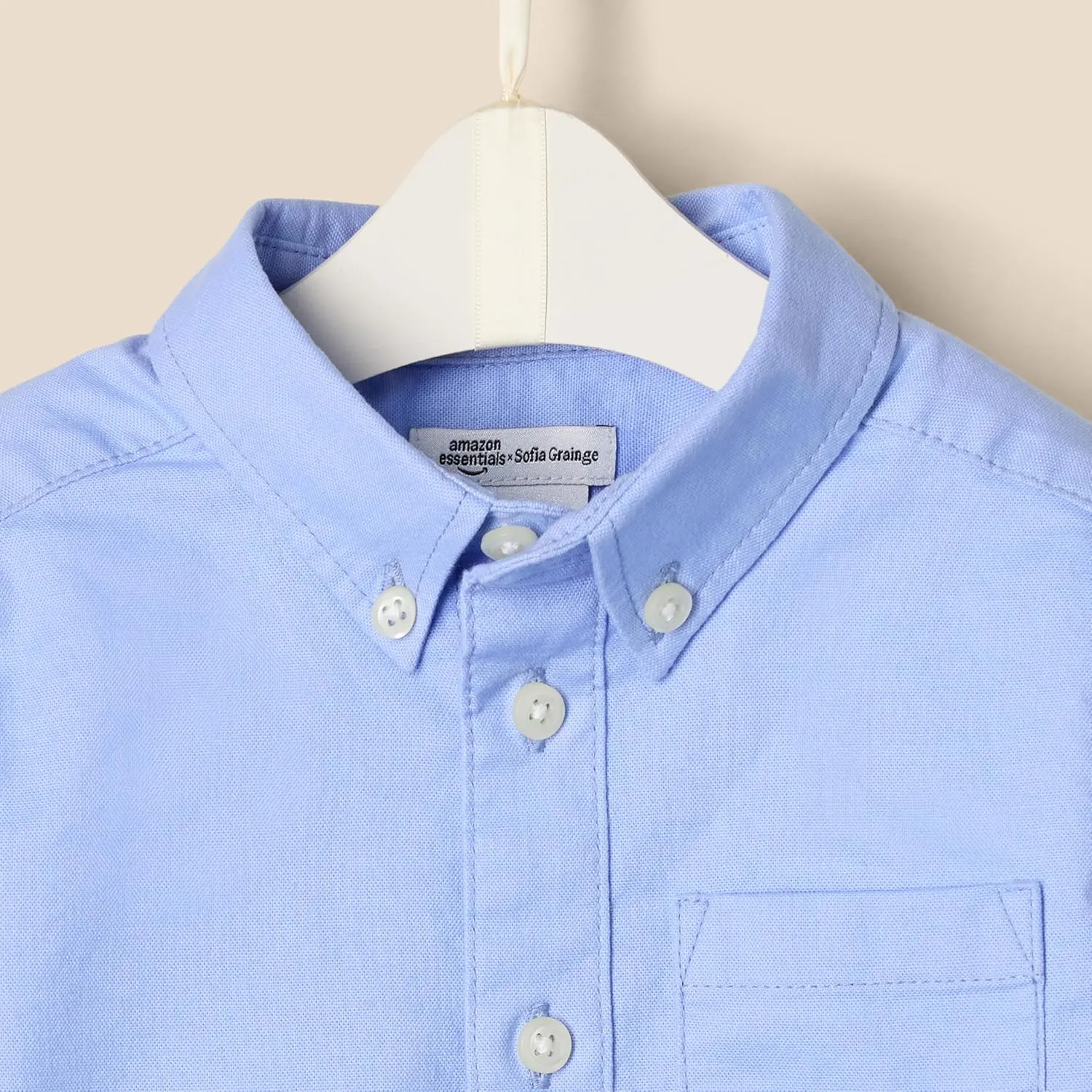 Amazon Essentials x Sofia Grainge Toddlers and Baby Boys' Stretch Oxford Collar Shirt