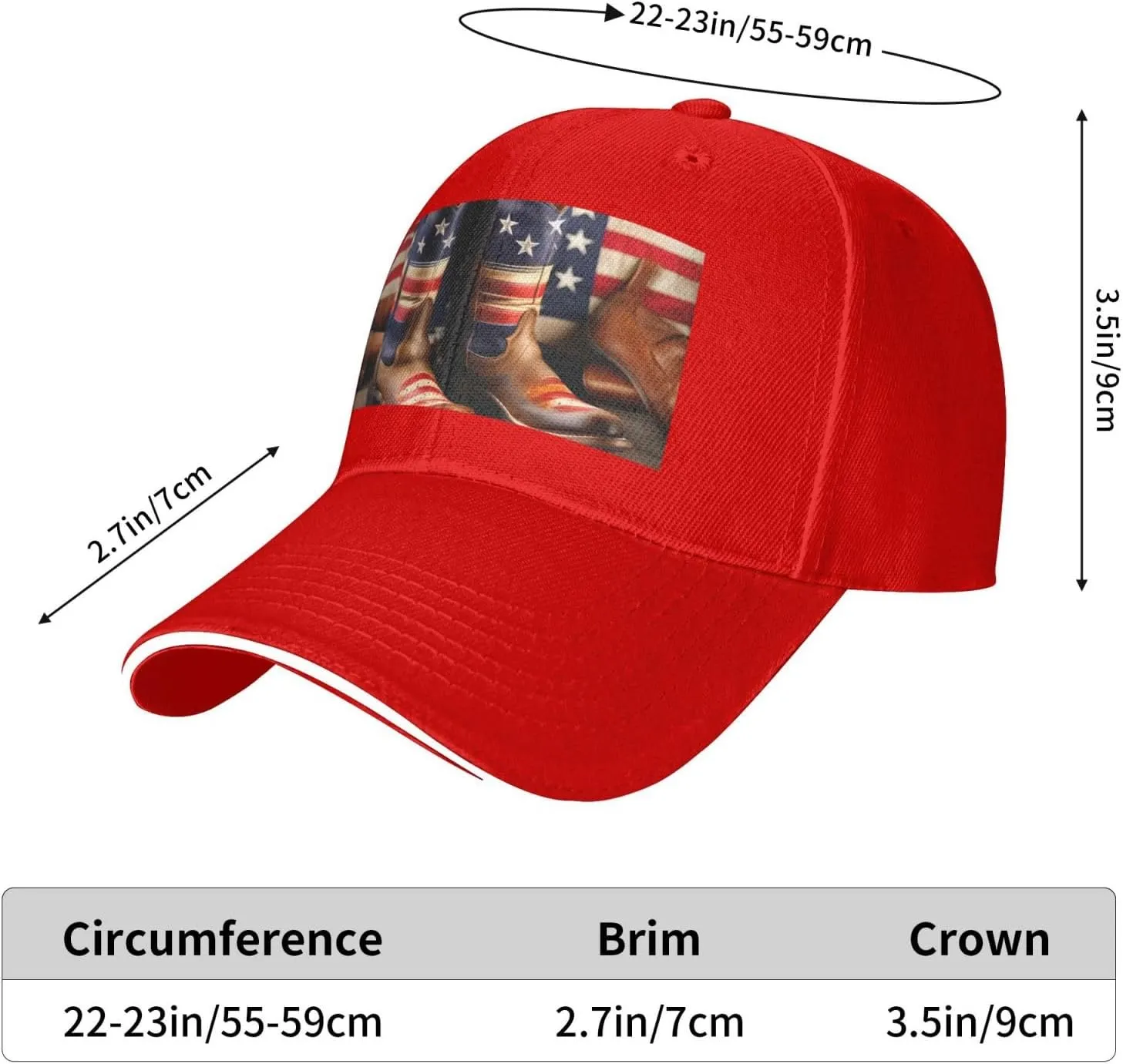 American Flag with Cowboy Boots Print Stylish Baseball Cap for Men,Golf Hat with Adjustable Back,Perfect Accessories for Men