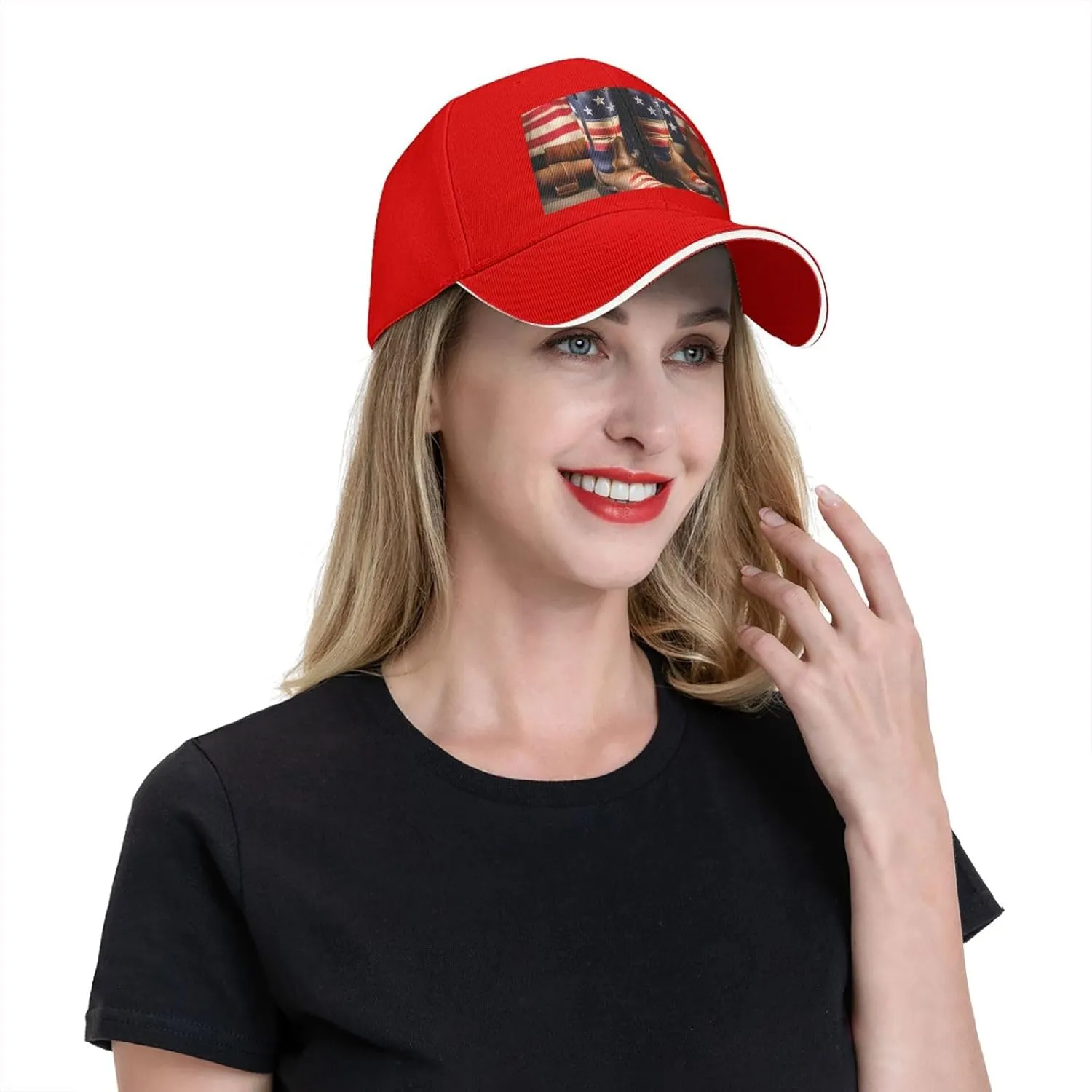 American Flag with Cowboy Boots Print Stylish Baseball Cap for Men,Golf Hat with Adjustable Back,Perfect Accessories for Men