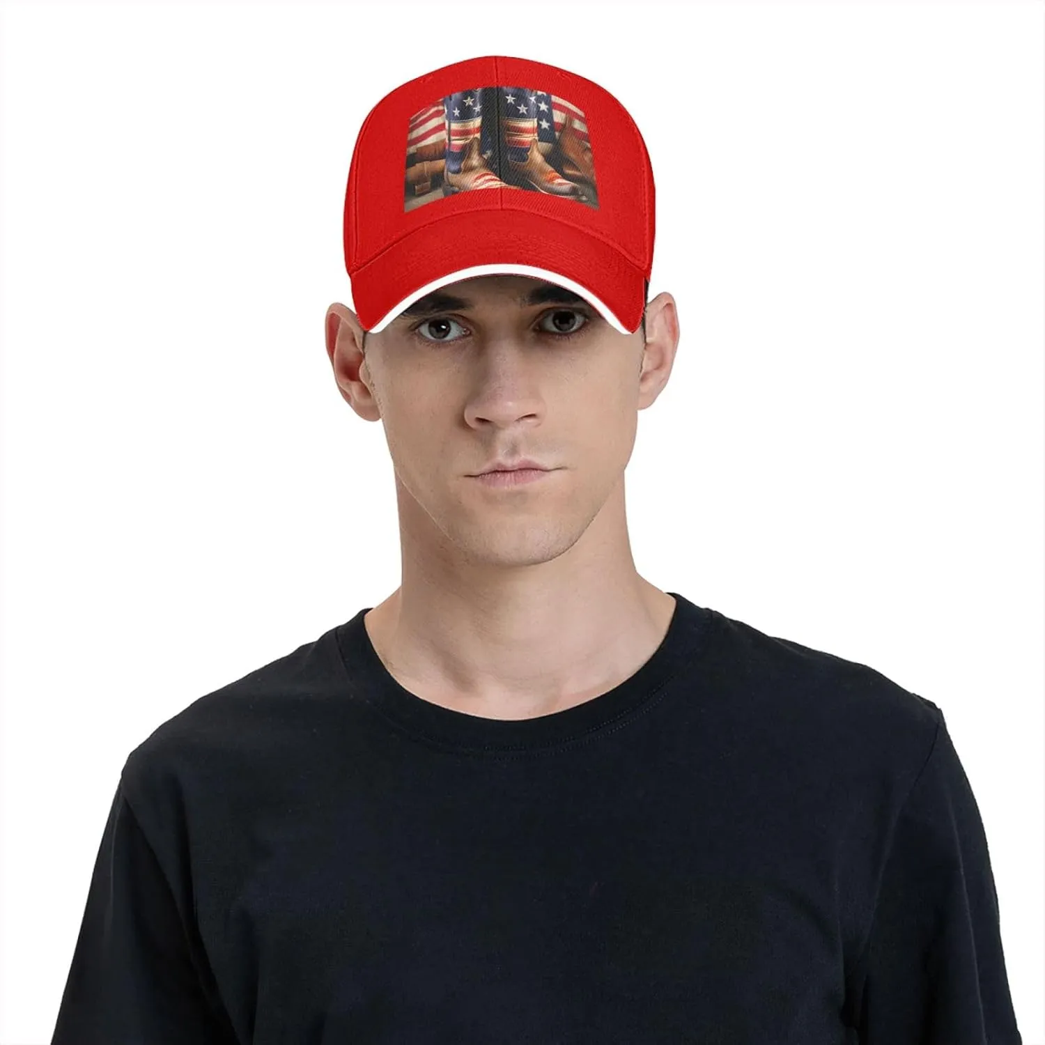 American Flag with Cowboy Boots Print Stylish Baseball Cap for Men,Golf Hat with Adjustable Back,Perfect Accessories for Men