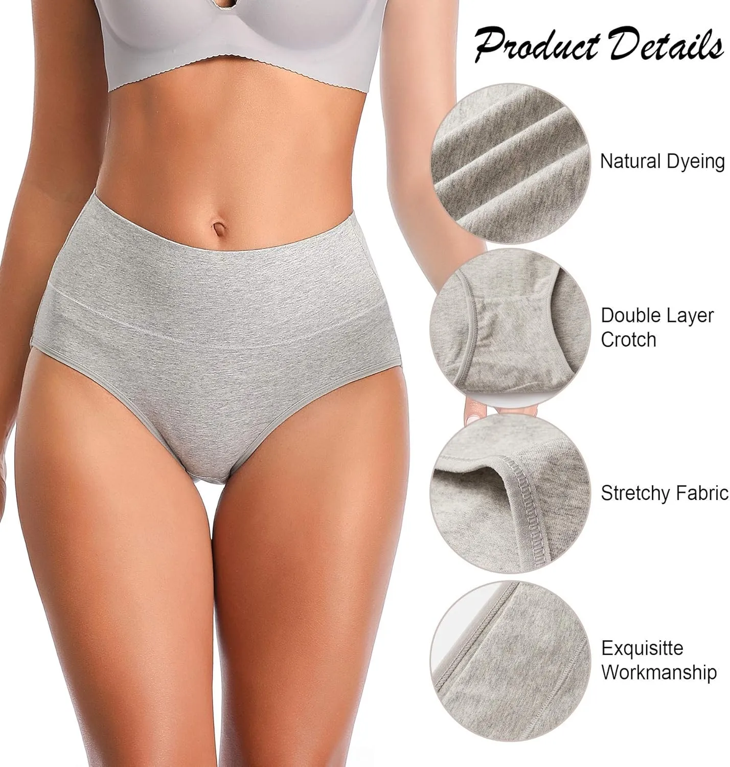 ASIMOON Womens Cotton Underwear Breathable Stretch Postpartum Panties Full Coverage Ladies Briefs Multipack