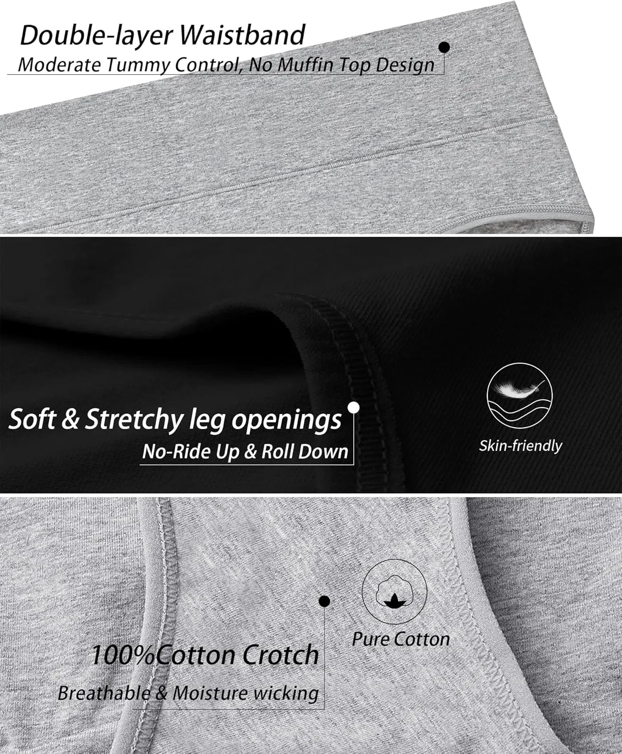 ASIMOON Womens Cotton Underwear Breathable Stretch Postpartum Panties Full Coverage Ladies Briefs Multipack
