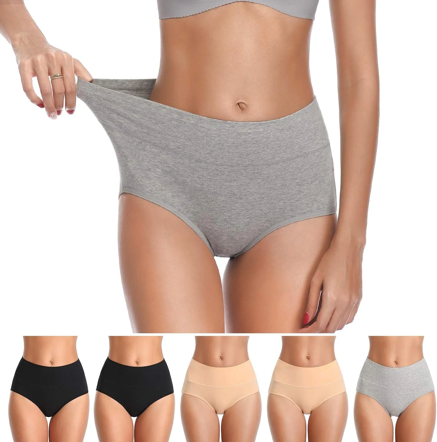 ASIMOON Womens Cotton Underwear Breathable Stretch Postpartum Panties Full Coverage Ladies Briefs Multipack