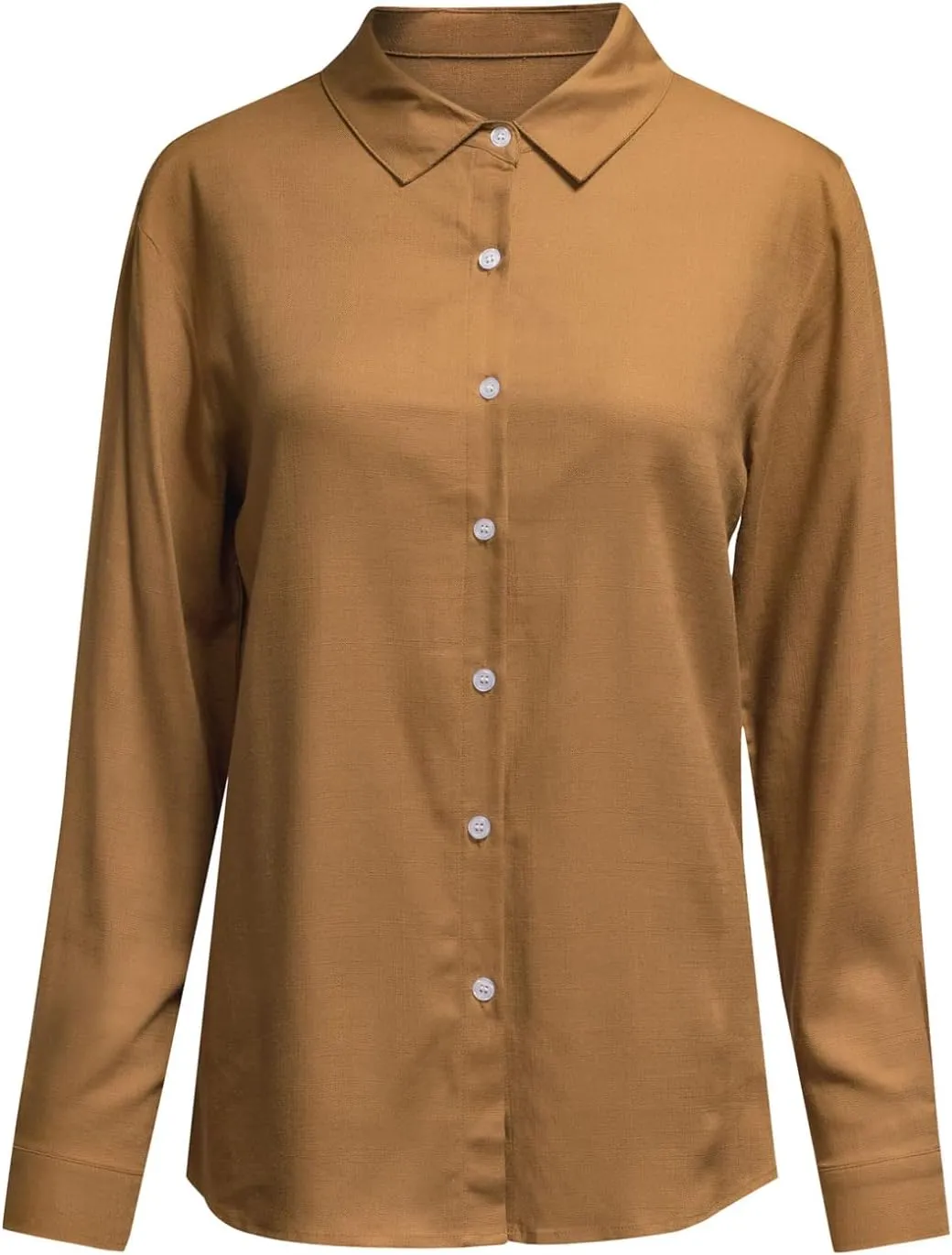 Astylish Womens V Neck Roll up Sleeve Button Down Blouses Tops