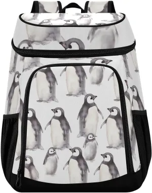 Baby Emperor Penguin Black Cooler Backpack Cooler Insulated Leak Proof Lunch Backpack 36 Cans Waterproof Soft for Men Women Picnic Hiking Camping Beach