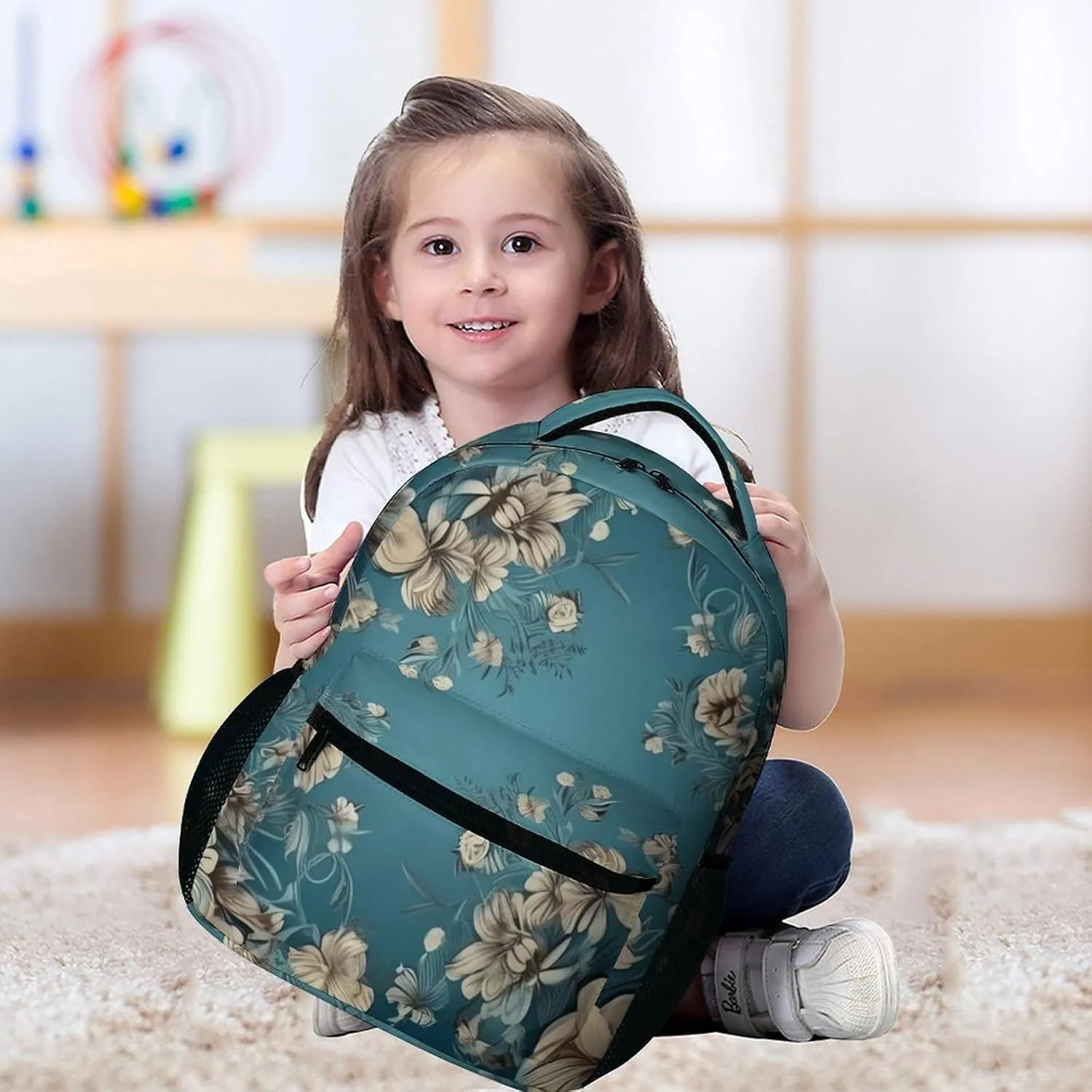 Backpack for Men Women Laptop Backpack Deep Sea Blue Flowers Casual Daypack Laptop Bag for Travel