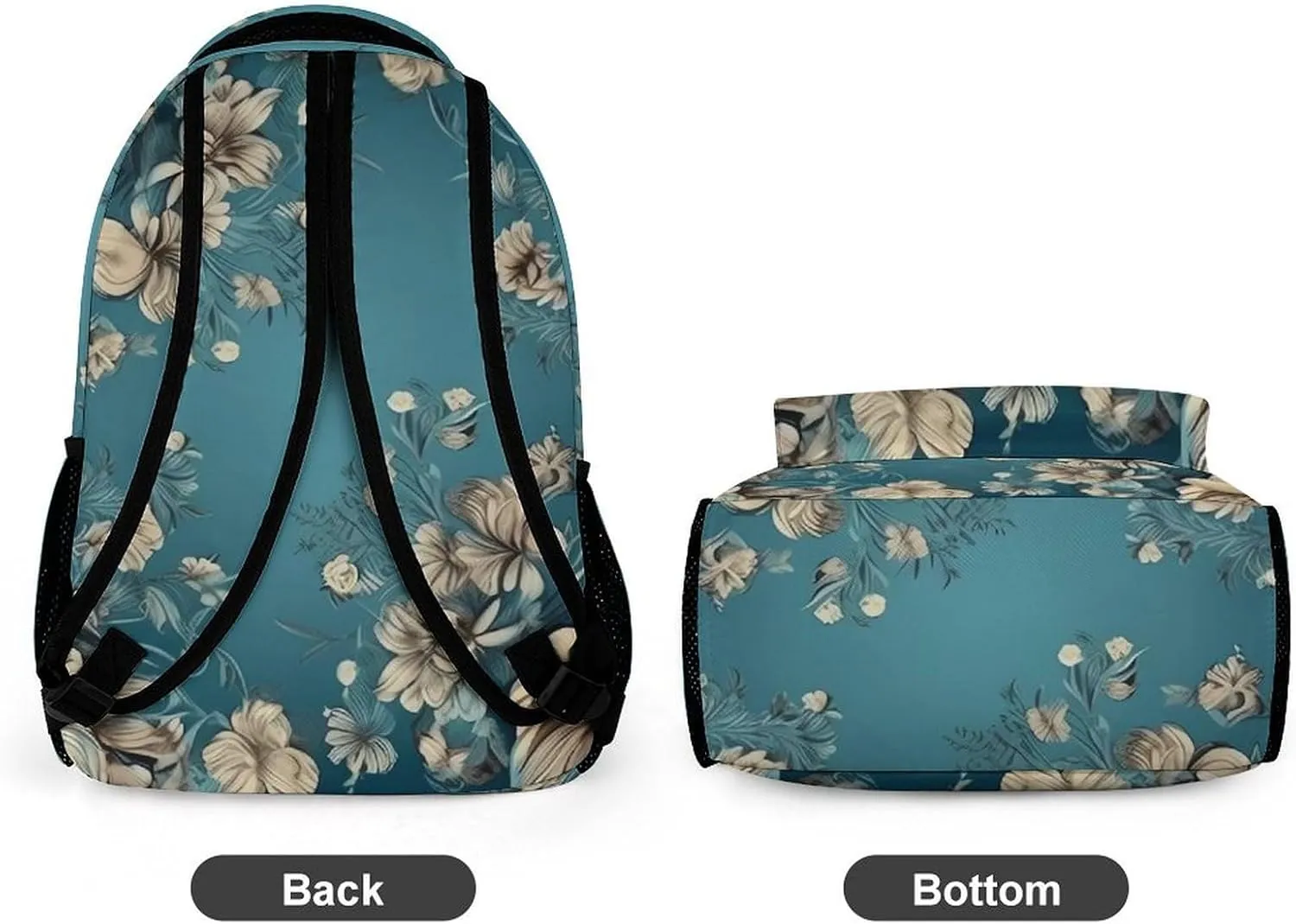 Backpack for Men Women Laptop Backpack Deep Sea Blue Flowers Casual Daypack Laptop Bag for Travel