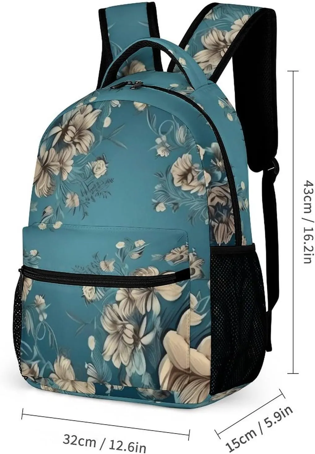 Backpack for Men Women Laptop Backpack Deep Sea Blue Flowers Casual Daypack Laptop Bag for Travel