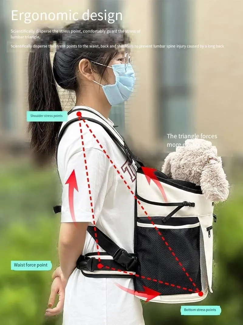 Bag for Cats Chest Dog Backpack Small Dog cat go Out Bag Break Free Walk Dog Dirty pet Backpack Car (Black, Large)