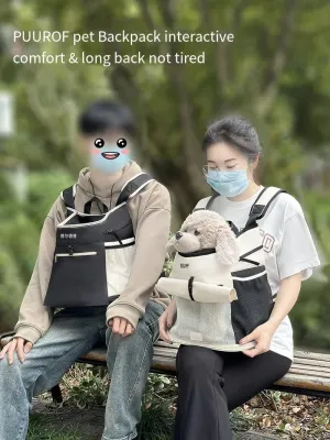 Bag for Cats Chest Dog Backpack Small Dog cat go Out Bag Break Free Walk Dog Dirty pet Backpack Car (Black, Large)
