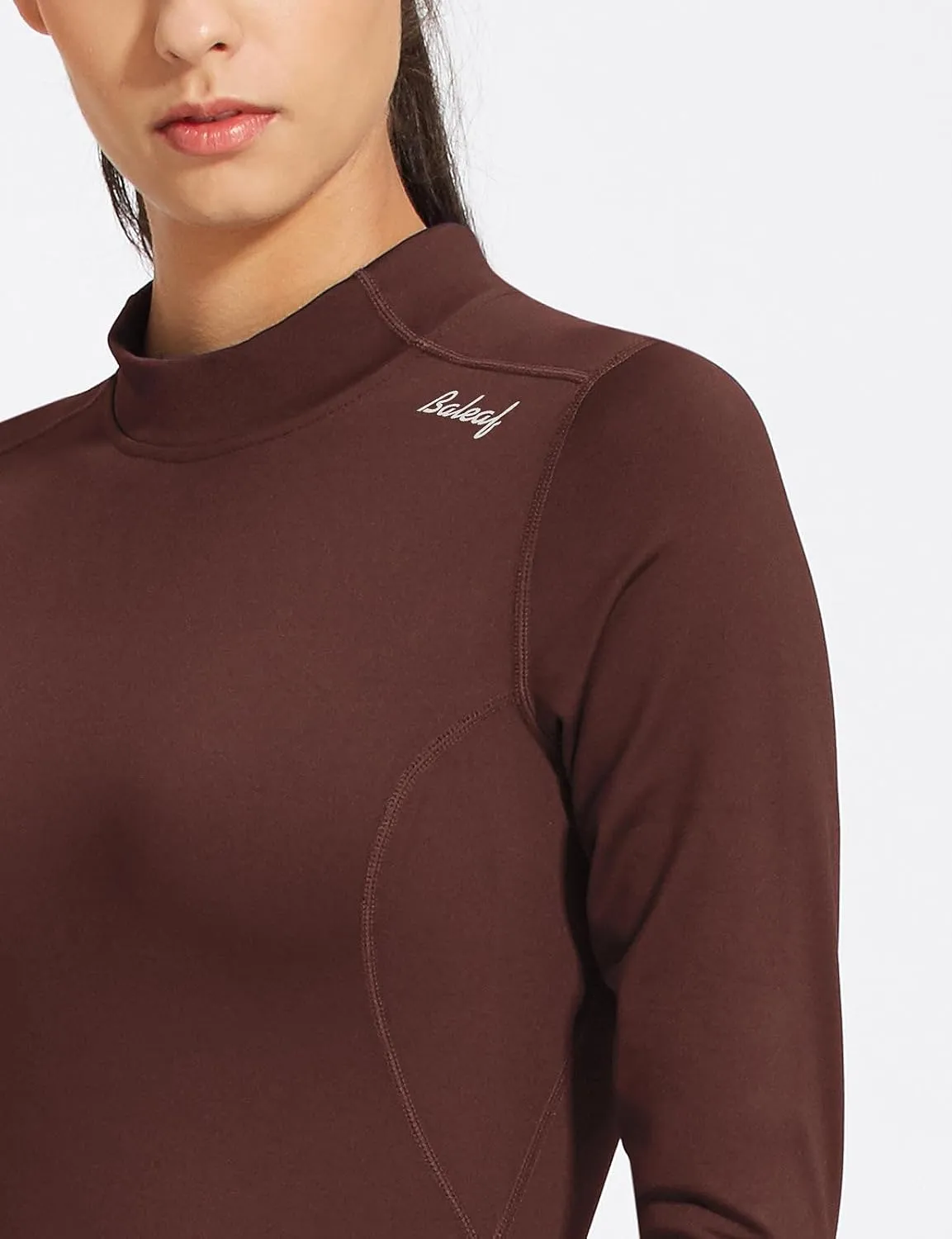 baleaf Women's Thermal Tops Fleece Shirts Running Workout Athletic Base Layer Warm Cold Weather Gear Mock Neck