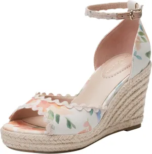 Bandolino Women's KENDRI Wedge Sandal, Ivory Floral Multi 150, 9