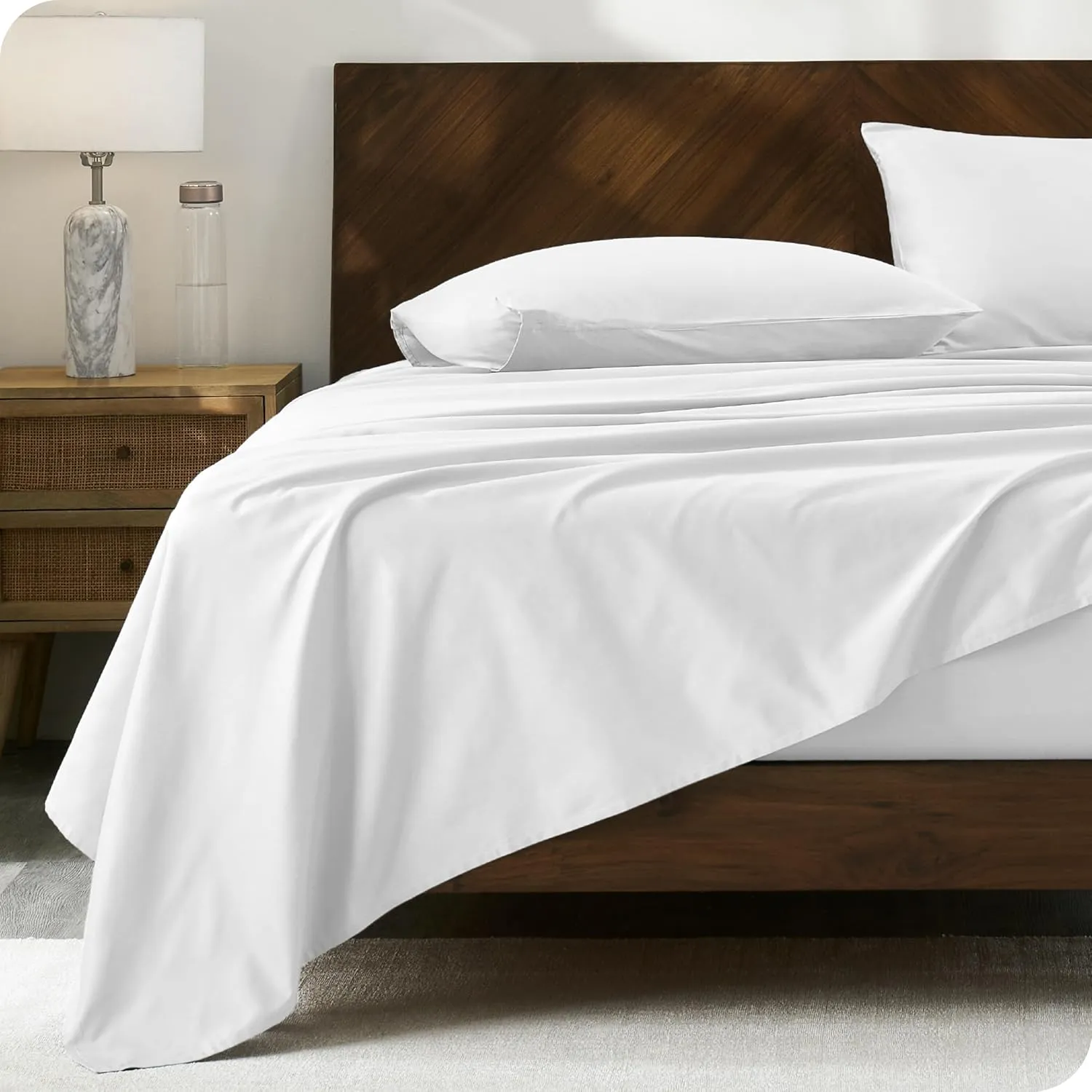 Bare Home 100% Organic Cotton Twin XL Sheet Set - Crisp Percale Weave - 260 Thread Count - Lightweight & Breathable - Bedding Sheets & Pillowcases (Twin XL, French Beige)