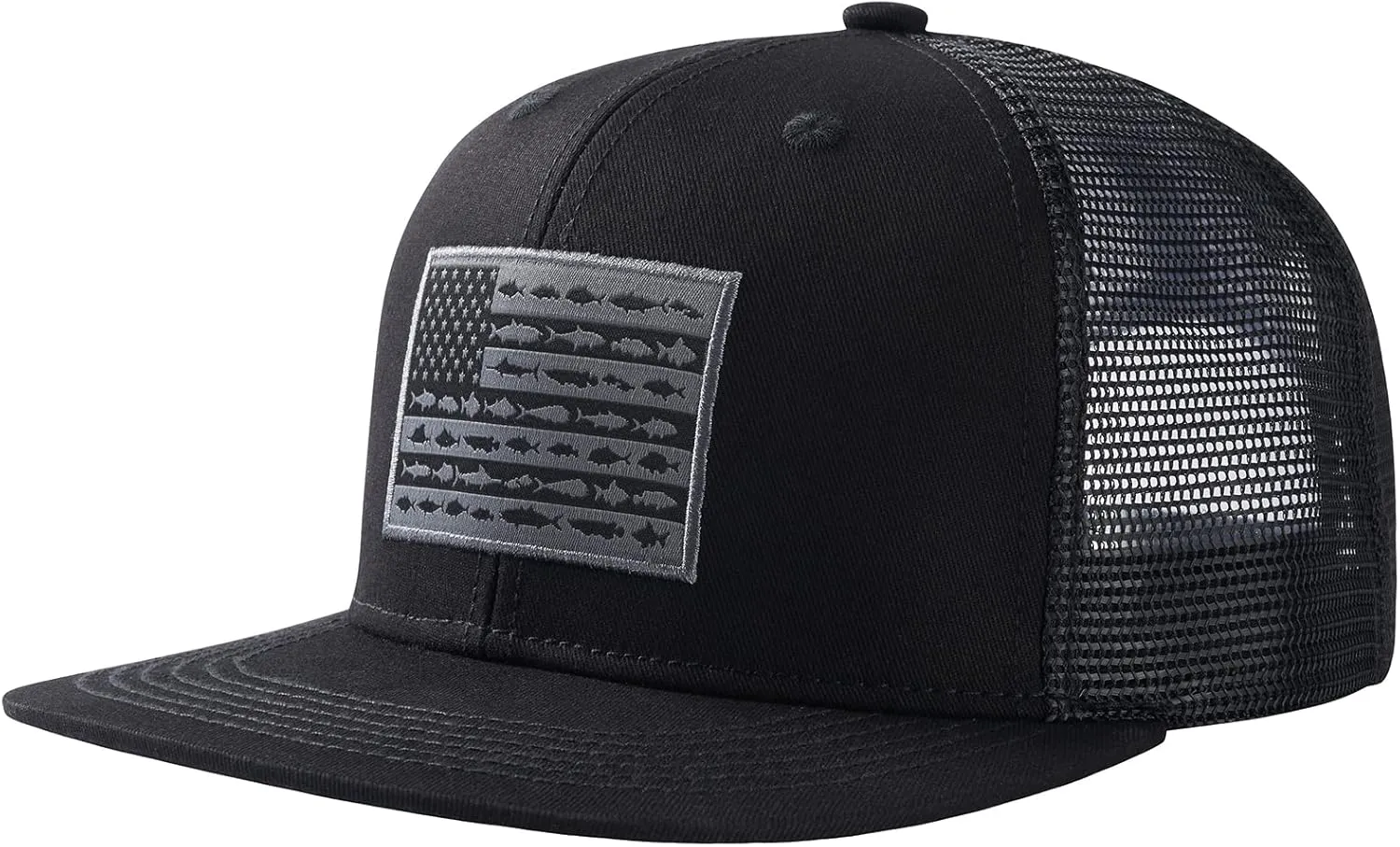 BASSDASH Flat Brim Trucker Cap Adjustable Snapback Hat Mesh Back for Men Women