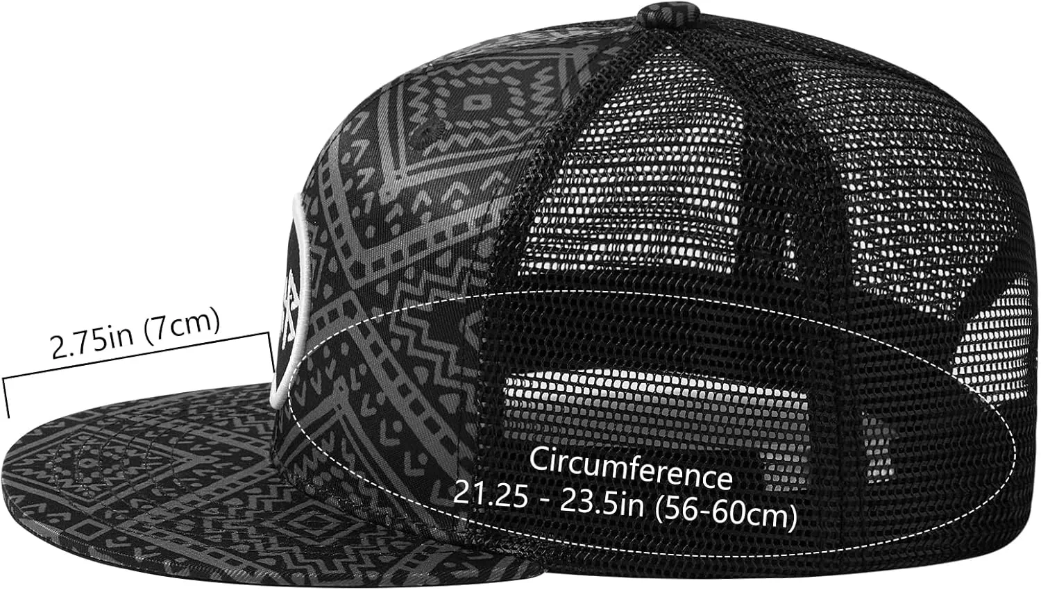 BASSDASH Flat Brim Trucker Cap Adjustable Snapback Hat Mesh Back for Men Women