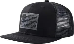 BASSDASH Flat Brim Trucker Cap Adjustable Snapback Hat Mesh Back for Men Women