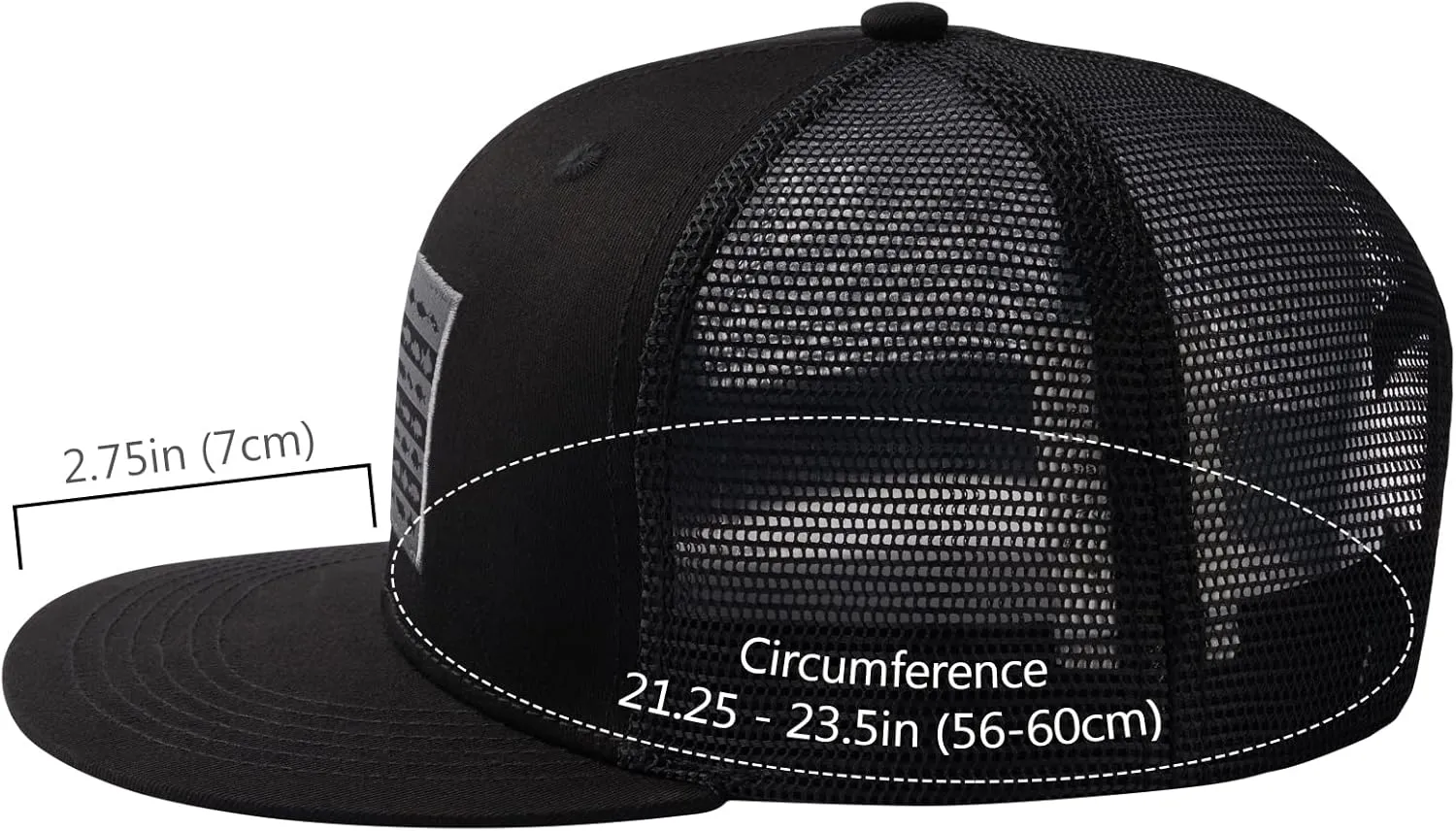 BASSDASH Flat Brim Trucker Cap Adjustable Snapback Hat Mesh Back for Men Women