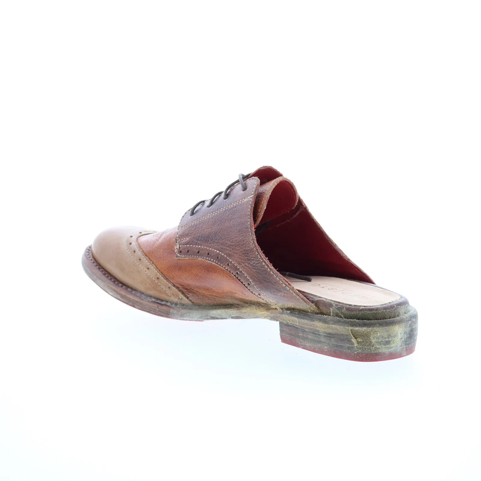 Bed Stu Matilda F346012 Womens Brown Leather Lace Up Mule Flats Shoes