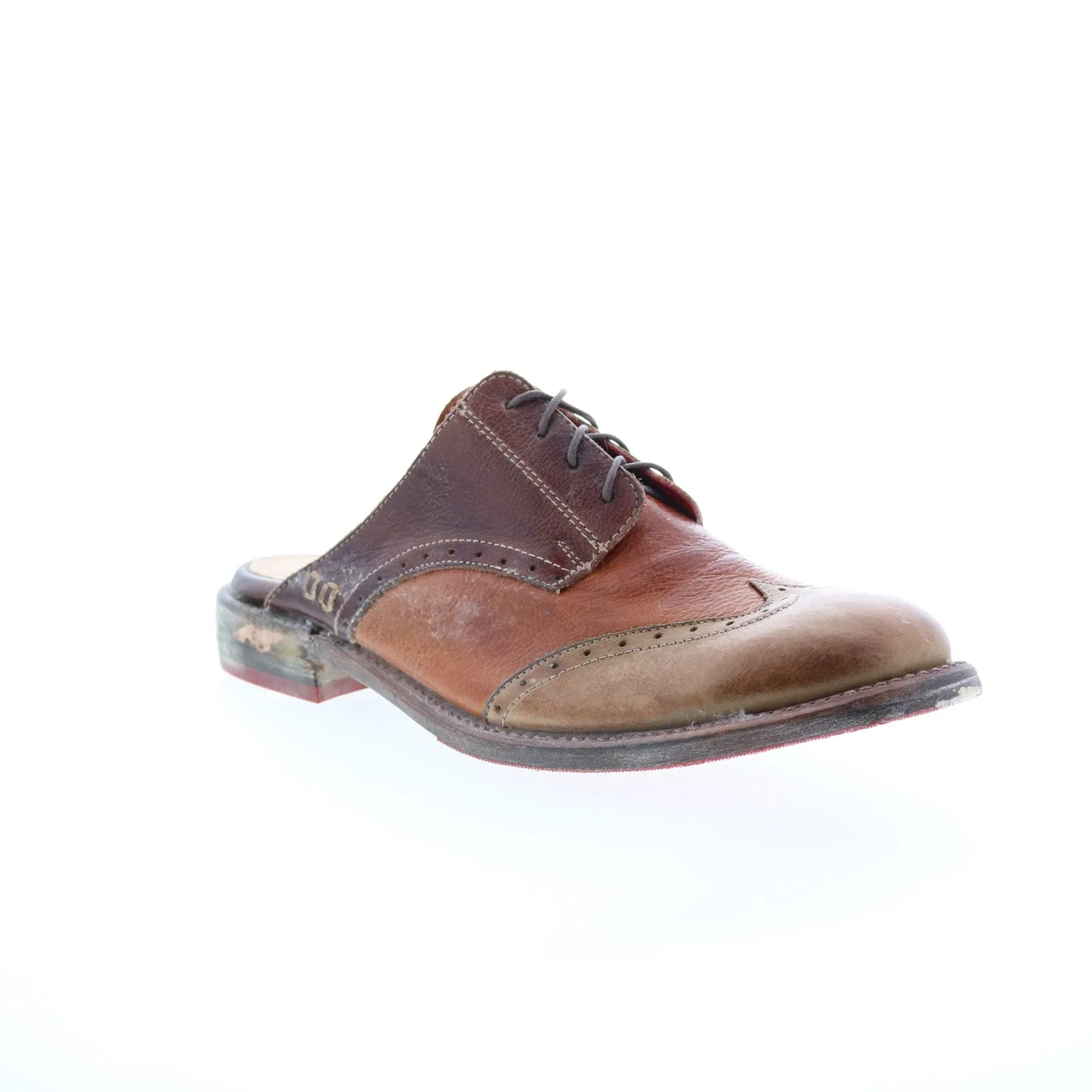 Bed Stu Matilda F346012 Womens Brown Leather Lace Up Mule Flats Shoes