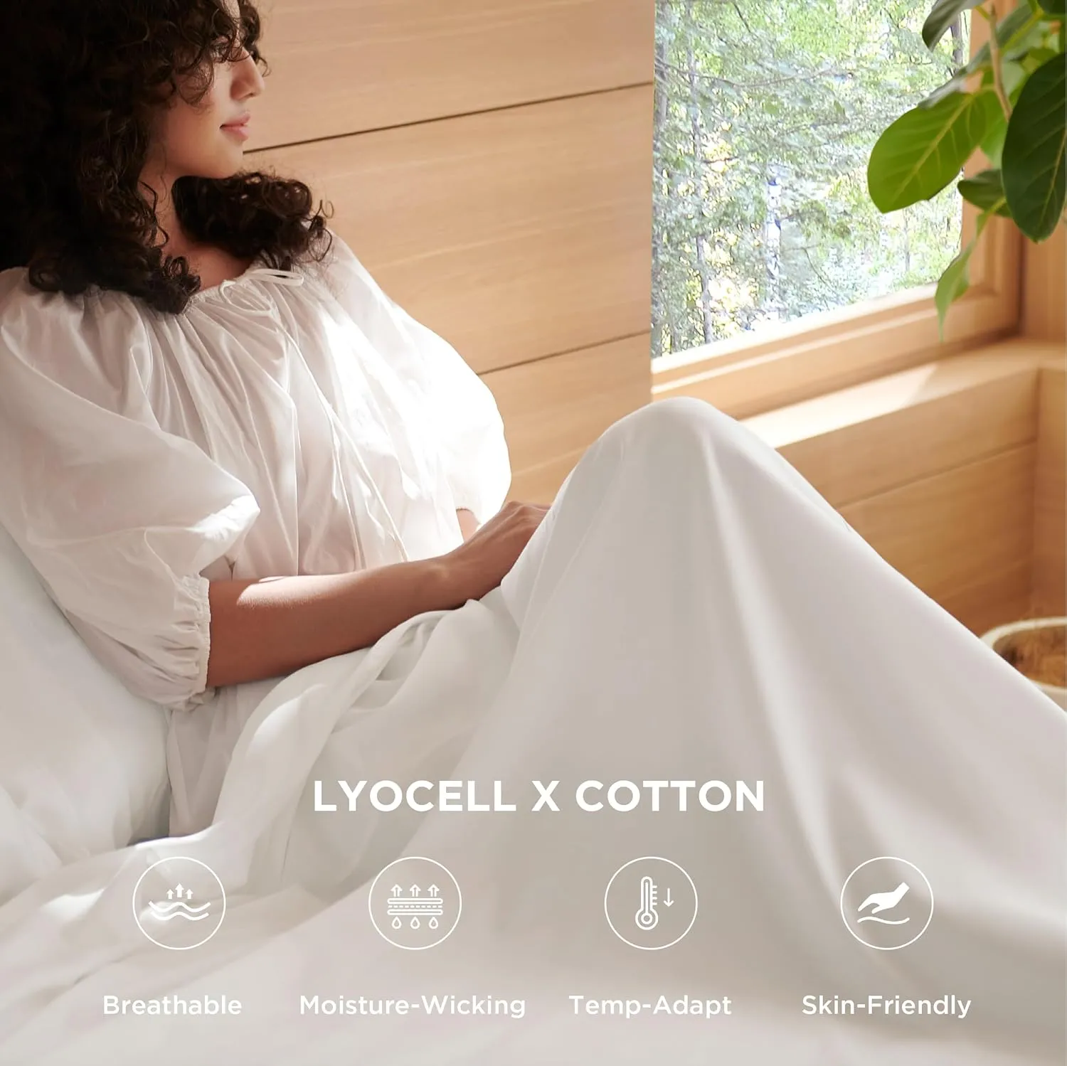 Bedsure Cooling Sheets King Size - Lyocell Cotton Sheet Set, GentleSoft™, Silky & Breathable Eucalyptus Bed Sheets with Deep Pocket, 4 Pieces, Luxury Hotel Bedding, White