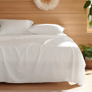 Bedsure Cooling Sheets King Size - Lyocell Cotton Sheet Set, GentleSoft™, Silky & Breathable Eucalyptus Bed Sheets with Deep Pocket, 4 Pieces, Luxury Hotel Bedding, White