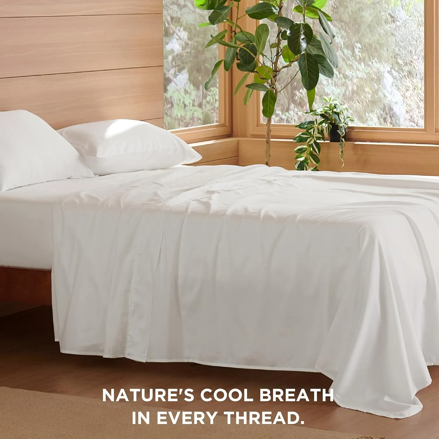 Bedsure Cooling Sheets King Size - Lyocell Cotton Sheet Set, GentleSoft™, Silky & Breathable Eucalyptus Bed Sheets with Deep Pocket, 4 Pieces, Luxury Hotel Bedding, White