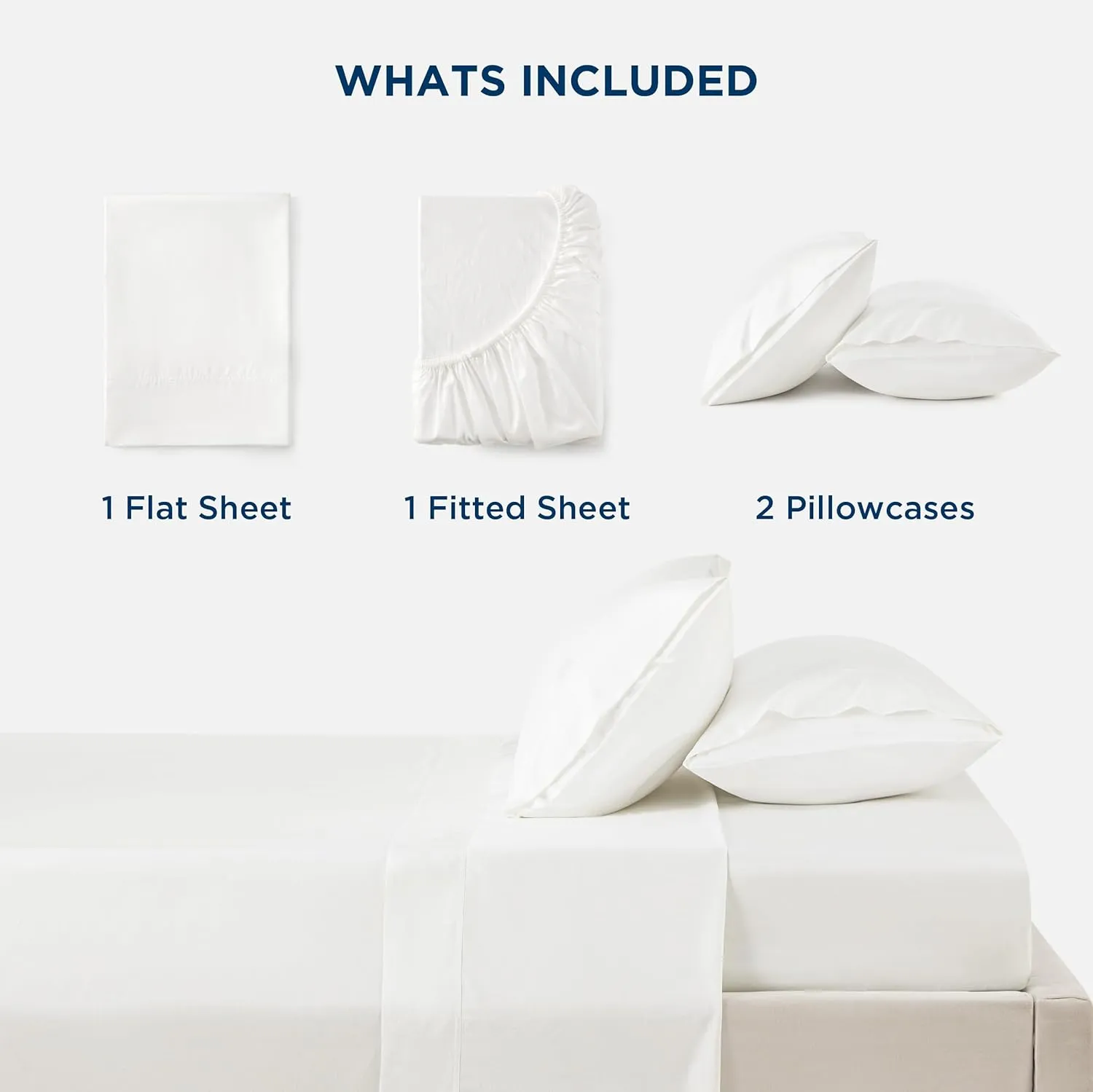 Bedsure Cooling Sheets King Size - Lyocell Cotton Sheet Set, GentleSoft™, Silky & Breathable Eucalyptus Bed Sheets with Deep Pocket, 4 Pieces, Luxury Hotel Bedding, White