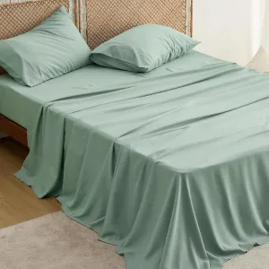 Bedsure Rayon Derived from Bamboo Cooling Sheets, Queen Sheet Set for Hot Sleepers, Hotel Luxury Deep Pocket Bedsheets Up to 16 Inches, Breathable Soft & Silky Bedding Set - Sage Green