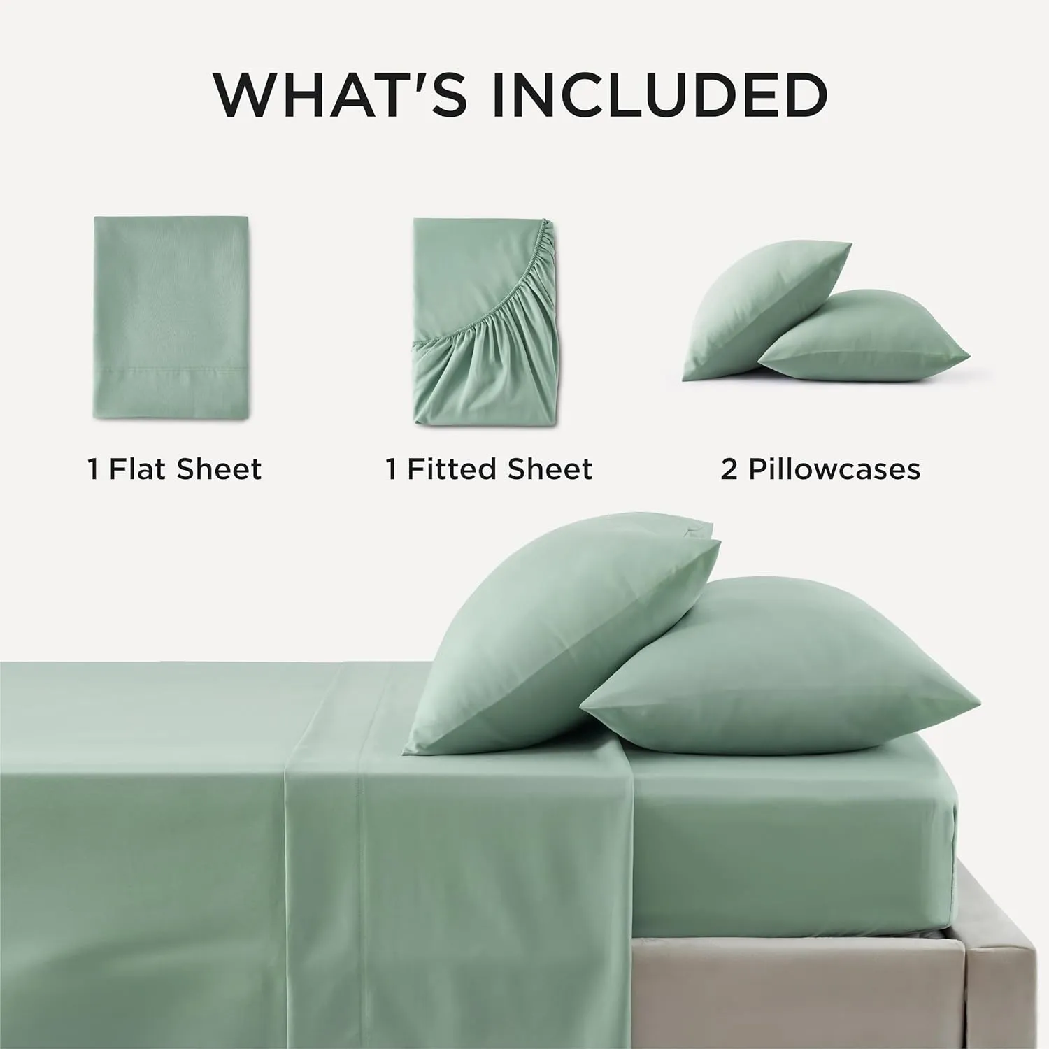 Bedsure Rayon Derived from Bamboo Cooling Sheets, Queen Sheet Set for Hot Sleepers, Hotel Luxury Deep Pocket Bedsheets Up to 16 Inches, Breathable Soft & Silky Bedding Set - Sage Green