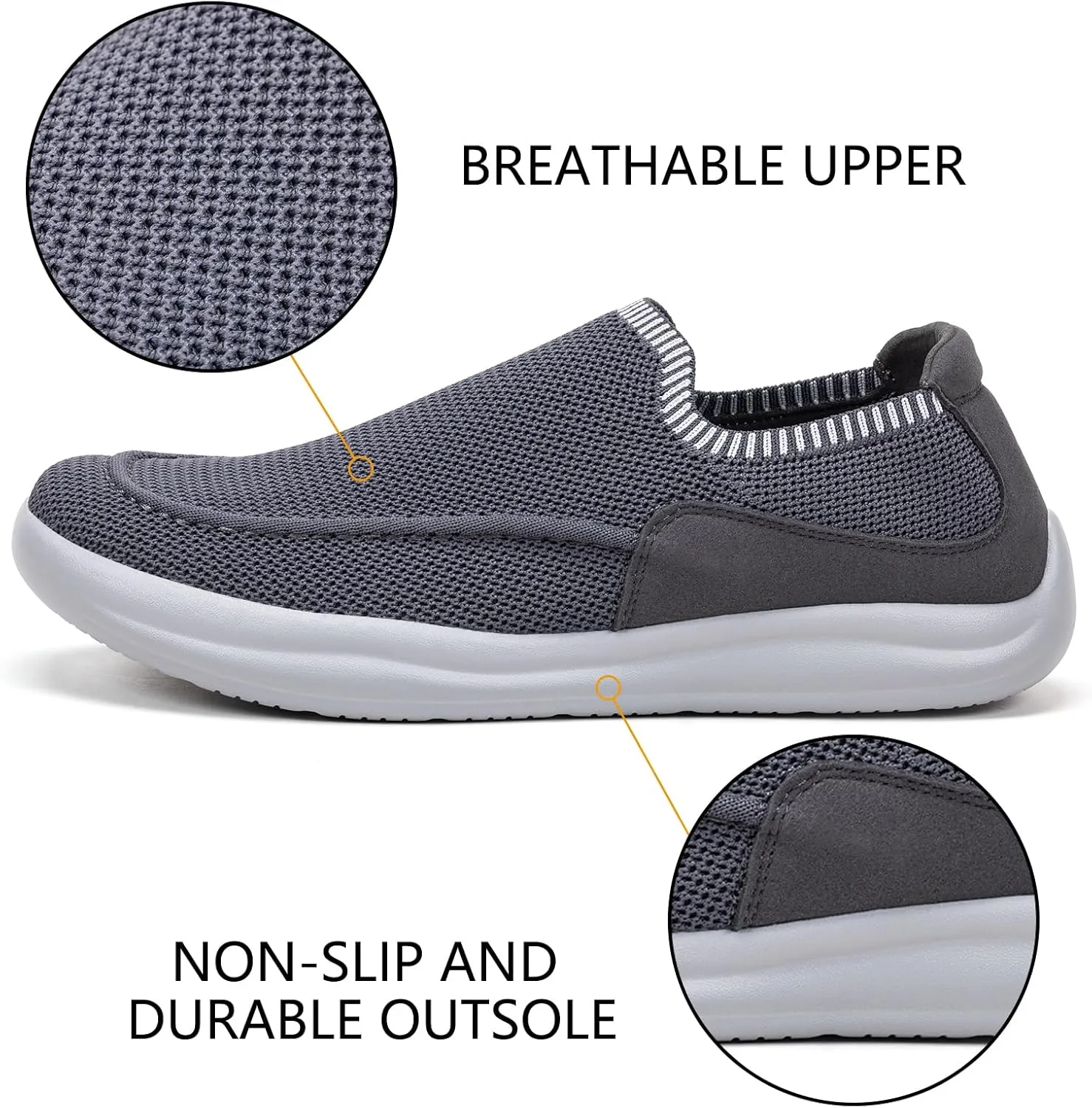 BEJINASH Men’s Slip-on Walking Shoes, Lightweight Breathable Go Walk Shoes with Arch Support,Comfortable Casual Loafers Shoes