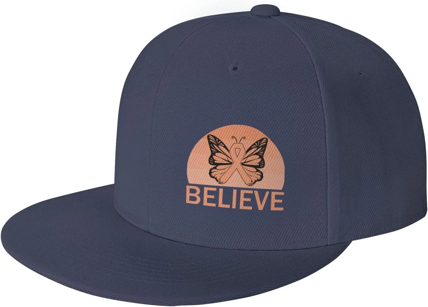 Believe Uterine Cancer Awareness Peach Ribbon Fashion Flat Cap Adujstable Men Women Baseball Caps Outdoor