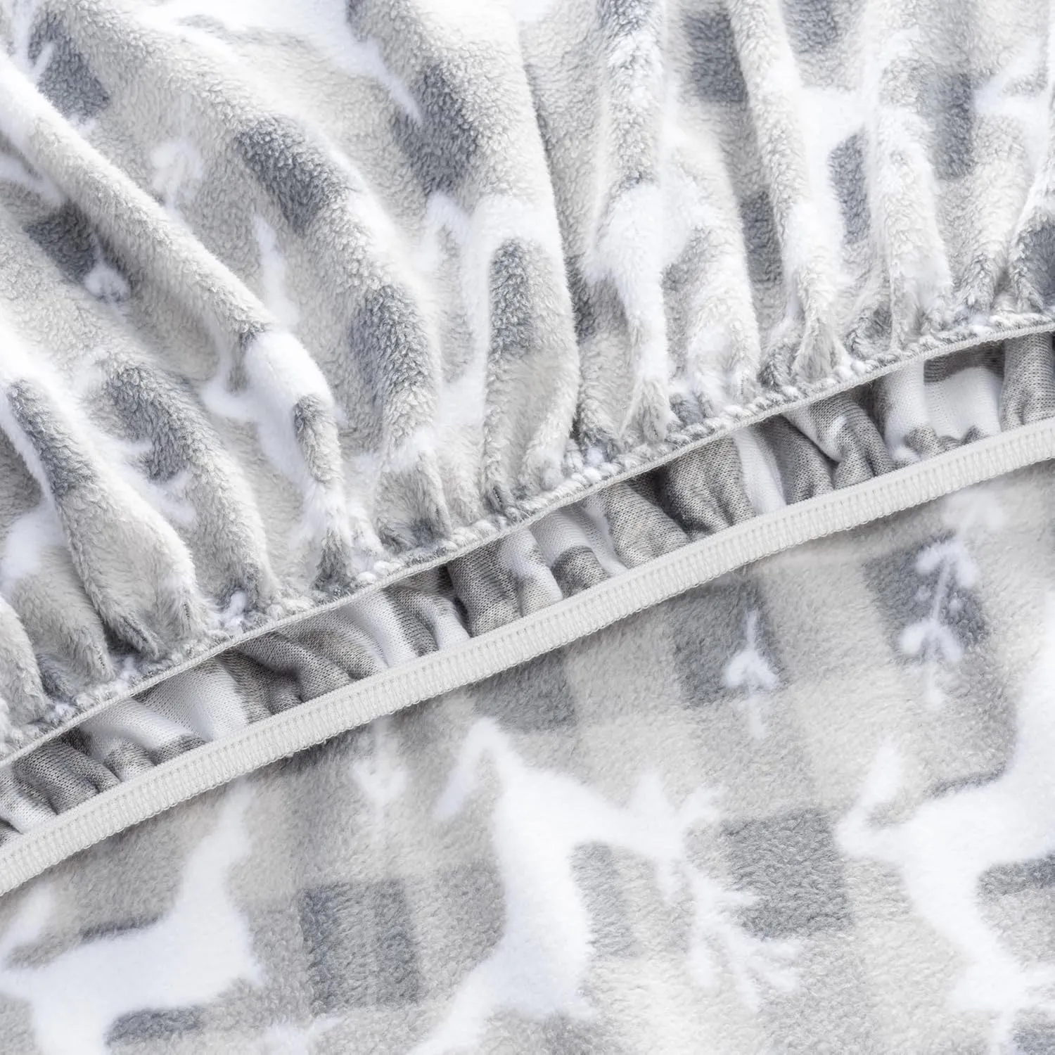 Berkshire Blanket Ultra-Soft Printed Microfleece Knit Sheet Set – 4-Piece King Set – Lightweight, Breathable, All-Season Comfort, Folk Buffalo Check Reindeer Grey