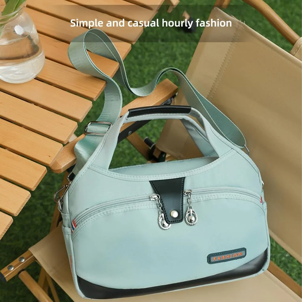 Blaciokamith Tote Bag, Soft Side Lightweight Underseat Tote Bag, Multi-Pocket Fashion Waterproof Handbag Crossbody