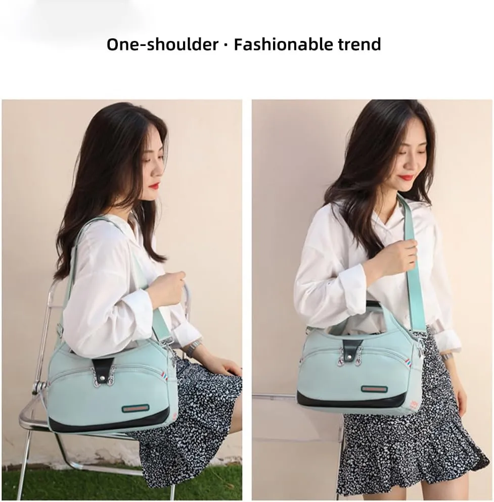 Blaciokamith Tote Bag, Soft Side Lightweight Underseat Tote Bag, Multi-Pocket Fashion Waterproof Handbag Crossbody
