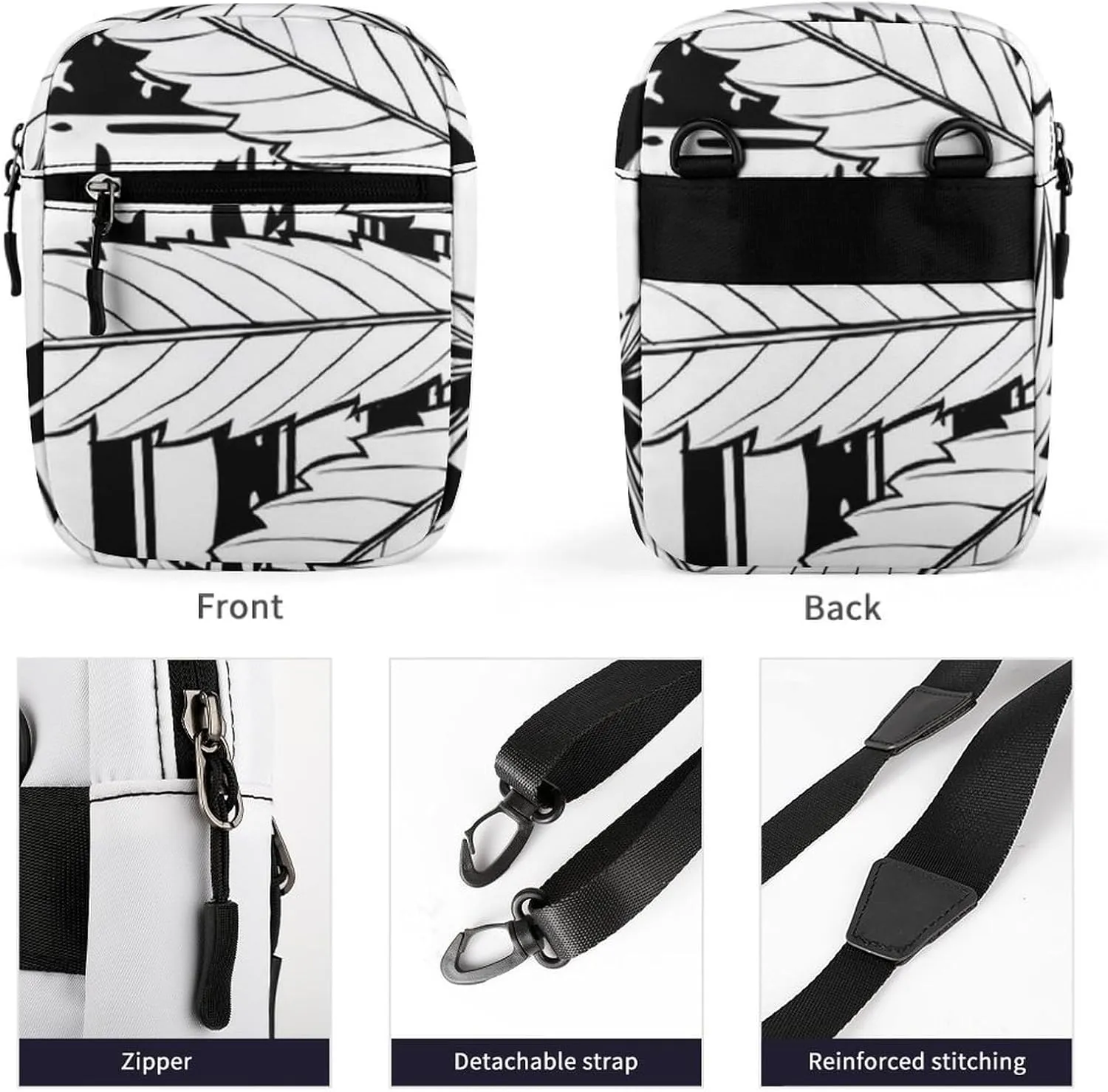 Black And White American Flag Crossbody Bag Small Shoulder Bag Waterproof, Lightweight And Convenient