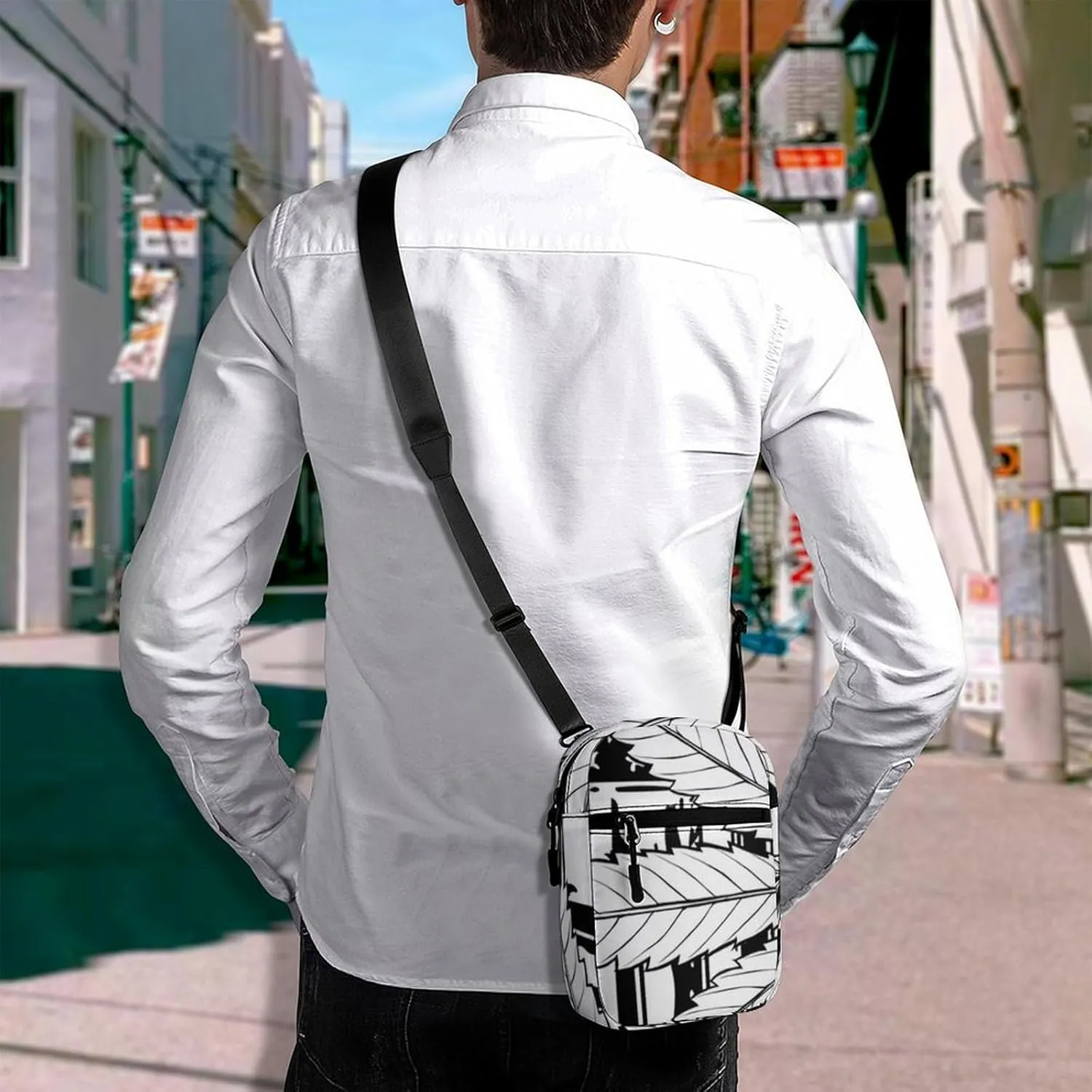 Black And White American Flag Crossbody Bag Small Shoulder Bag Waterproof, Lightweight And Convenient