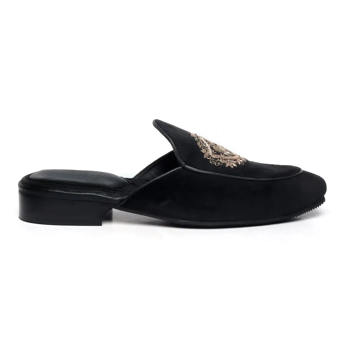 BLACK ITALIAN VELVET MULE