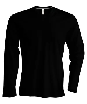 Black - Men's long-sleeved V-neck T-shirt