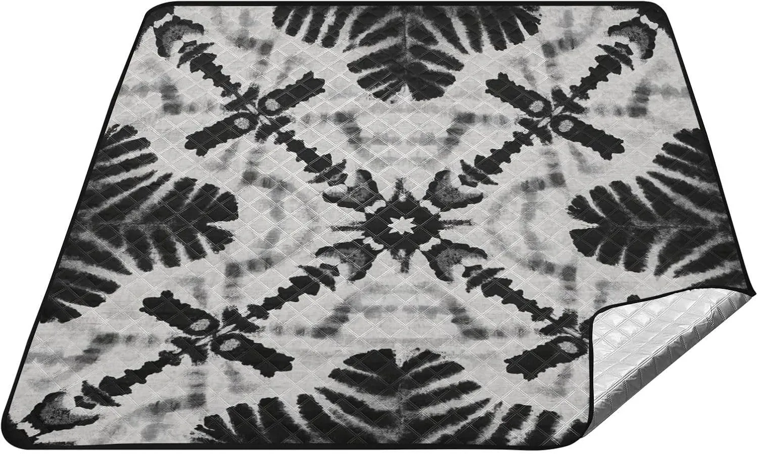 Black Tie-dye Waterproof Beach Blanket Large Outdoor Party Portable Play Mat for Ground Summer Gift Blanket para Picnic