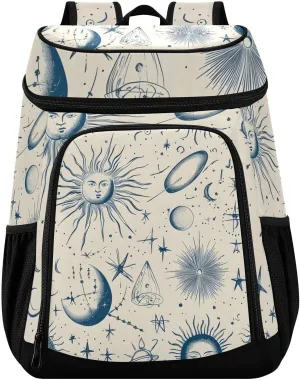 Blue Starry Sky Sun Planet Cooler Backpack Cooler Insulated Leak Proof Lunch Backpack 36 Cans Waterproof Soft for Men Women Picnic Hiking Camping Beach