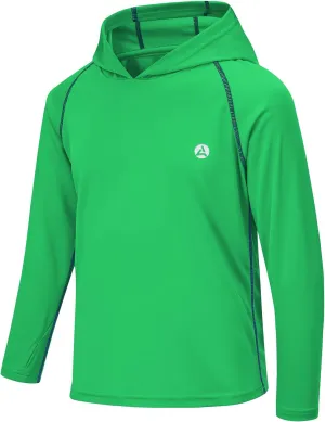 Boys Grils Long Sleeve Sun Shirts UPF50  Hoodie Thumbhole Rash Guard Quick Dry Atheltic Hiking Workout Water Playing